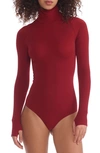 Commando Ballet Turtleneck Thong Bodysuit In Garnet