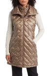 Via Spiga Quilted Puffer Vest With Bib In Gold