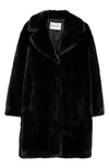 Stand Studio Camille Cocoon Teddy Style Coat In Black