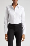 Lafayette 148 Button-down Spread-collar Shirt In White