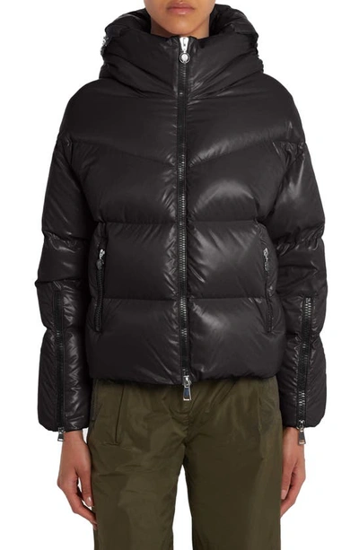 Moncler Huppe Appliquéd Quilted Padded Hooded Shell Down Jacket In Black