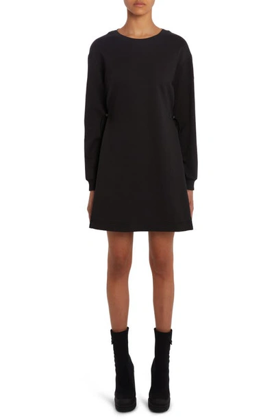 Moncler Mixed Media Drawcord Mini Dress In Black