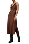 Allsaints Hadley Satin Slipdress In Warm Cacao Bro