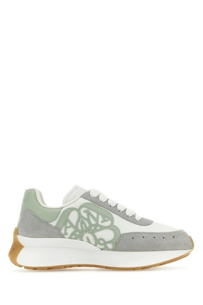Alexander Mcqueen Woman Multicolor Leather And Suede Sprint Runner Sneakers In White