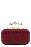 ALEXANDER MCQUEEN SKULL CRYSTAL EMBELLISHED FOUR-RING BOX CLUTCH