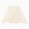 Fendi Wool Vest With Back Strap And Flounces In White