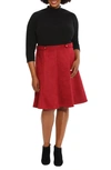 London Times Mixed Media Fit & Flare Dress In Red