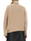 Stella Mccartney Textured Knit Oversized Turtleneck Shirt In Beige