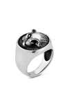 Yield Of Men Sterling Silver Oxidized Roaring Tiger Ring In Silver