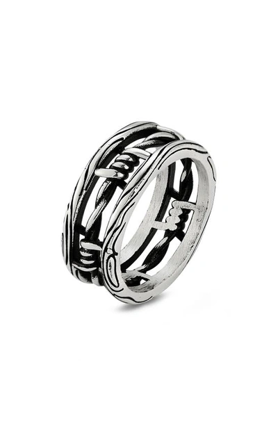 Yield Of Men Sterling Silver Barbed Wire Band Ring