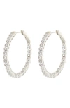 Nadri Shine On Inside Out Stone Hoop Earrings In Rhodium