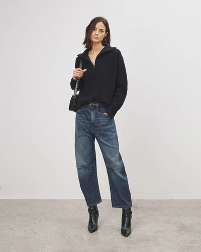 Nili Lotan Shon Barrel Jeans In Classic Wash In Blue
