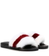 Givenchy Genuine Mink Fur Slide In Red/white