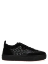 Christian Louboutin Happyrui Suede And Leather-trimmed Rubber Sneakers In Black