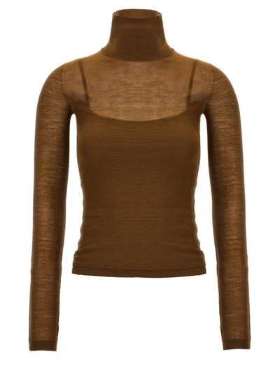 Max Mara Stresa Wool Knit Turtleneck Sweater In Brown
