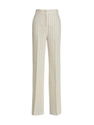 Max Mara Embroidered Linen Popoli Pant In White