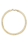 YIELD OF MEN 18K GOLD PLATED STERLING SILVER 5MM CURB CHAIN BRACELET