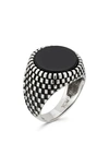 Yield Of Men Sterling Silver Oxidized Black Onyx Signet Ring In Silver