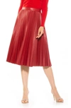 Alexia Admor Luca High Waist Pleated Faux Leather Skirt In Cranberry