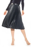 Alexia Admor Luca High Waist Pleated Faux Leather Skirt In Navy