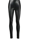 Pinko Ankle-length Faux Leather Leggings In Black