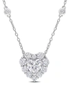 Delmar Sterling Silver Lab Created Moissanite Heart Pendant Necklace In White