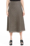Max Studio A-line Sweater Skirt In Black/ Taupe Tire Track