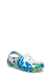 Crocs Kids' Classic Marbled Clog In White/ Bright Cobalt