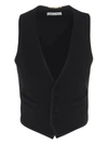 Saint Laurent Wool Grain De Poudre Vest In Black