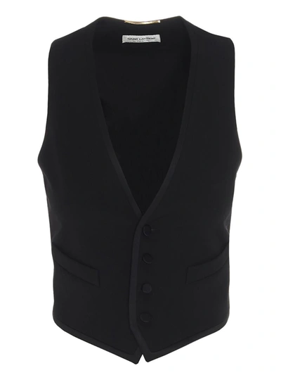 Saint Laurent Short Tuxedo Waistcoat In Black