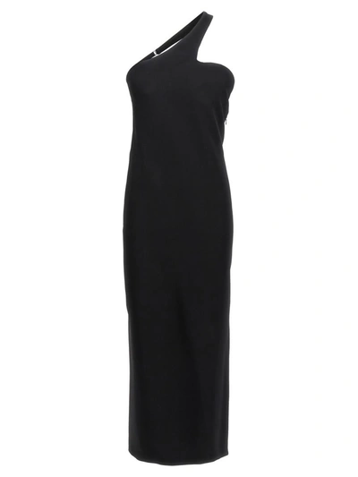 Sportmax One-shoulder Maxi Dress Metal Hardware In Black