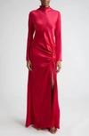 LAPOINTE LONG SLEEVE DOUBLE FACE SATIN GOWN