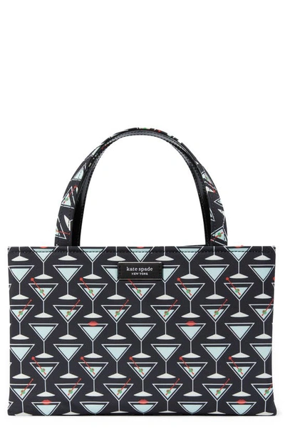 Kate Spade Sam Icon Martini Print Recycled Polyester Tote In Black Multi