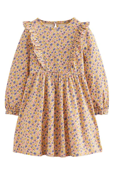 Mini Boden Kids' Long Sleeve Ruffle  Dress Multi Ditsy Floral Girls Boden