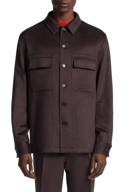 Zegna Men's Cashmere Oasi Overshirt In Burgundy