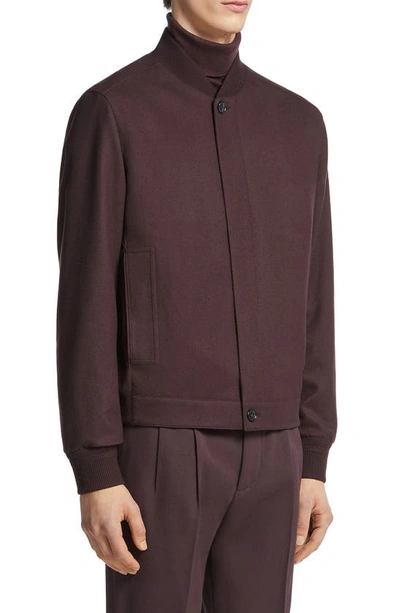 Zegna Oasi Cashmere Elements Bomber Jacket In Dark Burgundy