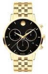 Movado Men's Museum Classic Swiss Quartz Chrono Light Yellow Pvd Watch 42mm In Black