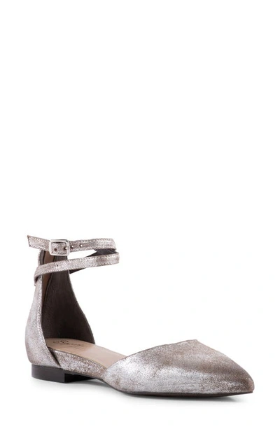 Seychelles Ankle Strap D'orsay Pointed Toe Flat In Pewter