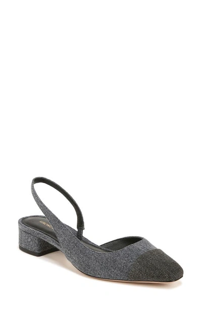 Veronica Beard Cecile Sling Womens Slip On Dressy Slingback Heels In Black/ Indigo Blue