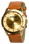 Spgbk Watches Men's Ferguson Three Hand Quartz Tan Leather Watch 44mm In Gold
