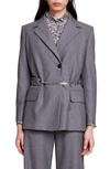 Maje Villanette Belted Blazer In Grey