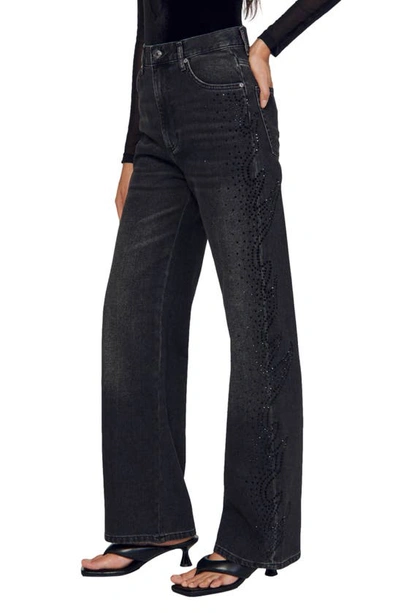 Sandro Starmania High Rise Embellished Jeans In Black