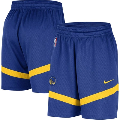 NIKE NIKE ROYAL GOLDEN STATE WARRIORS ON-COURT PRACTICE WARMUP PERFORMANCE SHORTS
