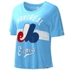 Starter Light Blue Montreal Expos Cooperstown Collection Record Setter Crop Top In Light Blue