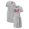 Wear By Erin Andrews Women's  Heather Gray Georgia Bulldogs Knotted T-shirt Dress In Heather Gray