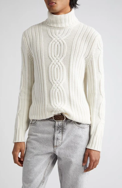 Brunello Cucinelli Knit Turtleneck Sweater In White