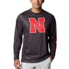 COLUMBIA COLUMBIA  HEATHER CHARCOAL NEBRASKA HUSKERS PFG TERMINAL TACKLE OMNI-SHADE RAGLAN LONG SLEEVE T-SHIR