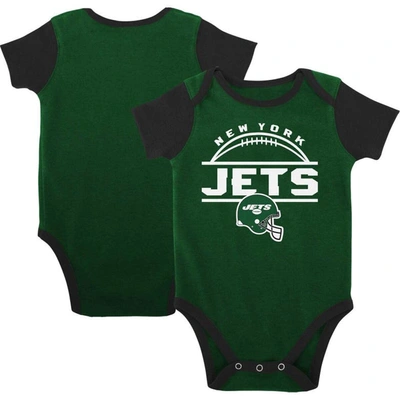 Outerstuff Babies' Newborn & Infant Green/black New York Jets Home Field Advantage Three-piece Bodysuit, Bib & Booties In Green,black
