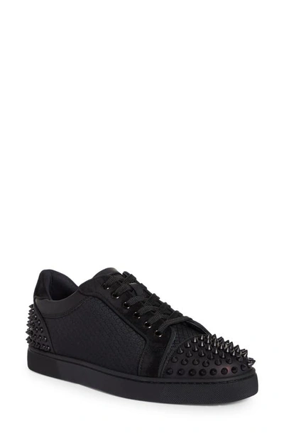 Christian Louboutin Seavaste 2 Orlato Flat Sneaker In B446-black/ Black Satine