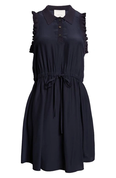 Cinq À Sept Leonor Silk Sleeveless Drawstring-waist Mini Dress In Navy